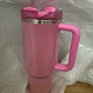 Stanley Pink Travel Mug with Straw